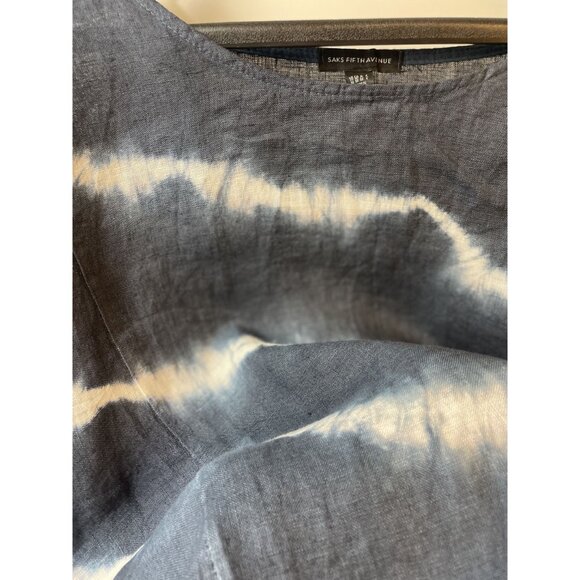 Saks Fifth Avenue Womens 100% Linen Shirt Size Medium Lagenlook Baggy Beachy - Picture 9 of 10